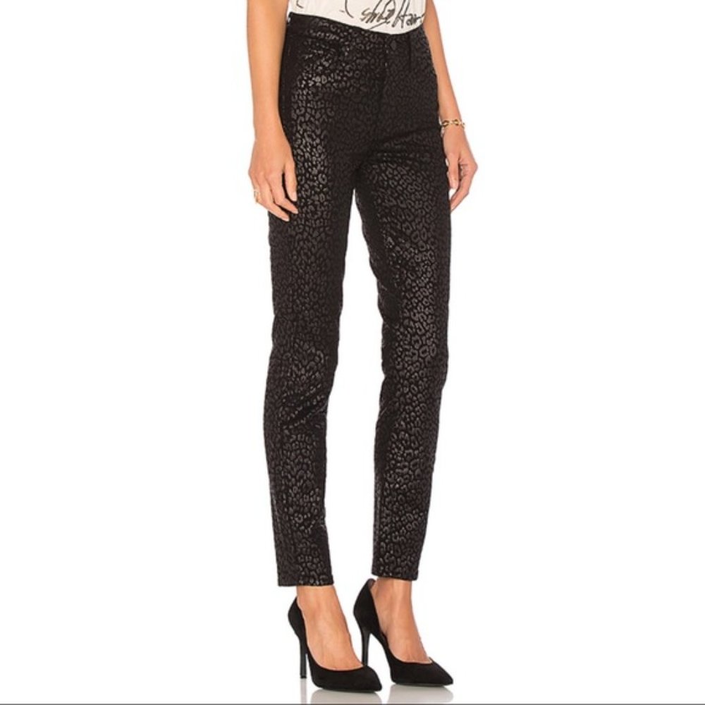 Paige Hoxton Ultra Skinny Black Leopard Jeans Size 24